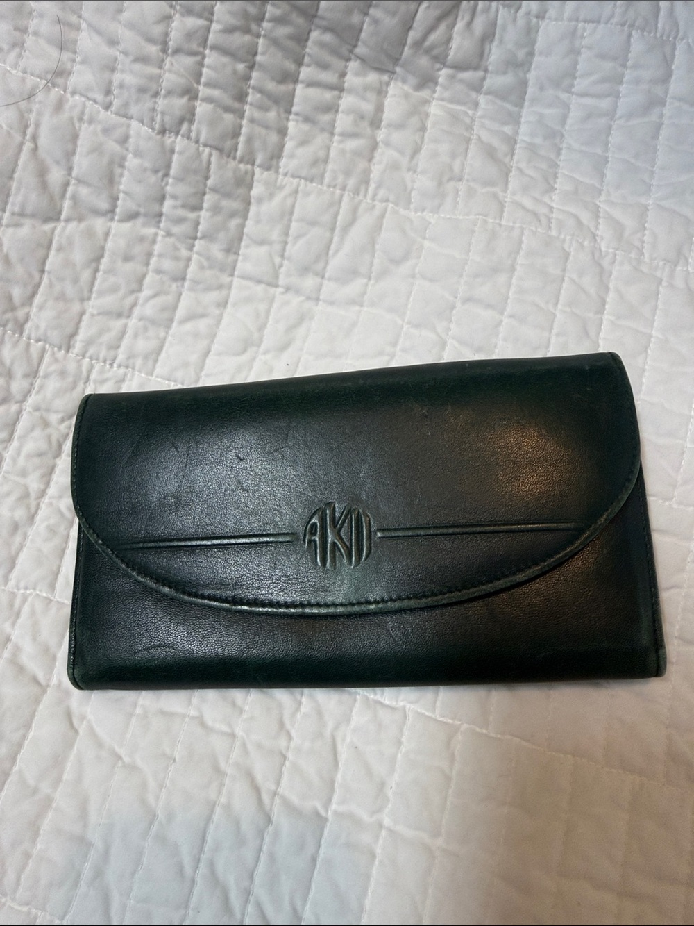 Anne Klein Black Leather Envelope Clutch